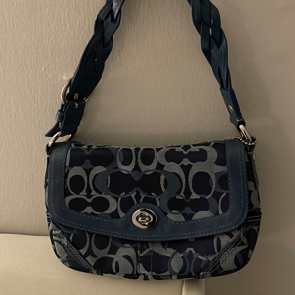 Vintage blue denim coach purse